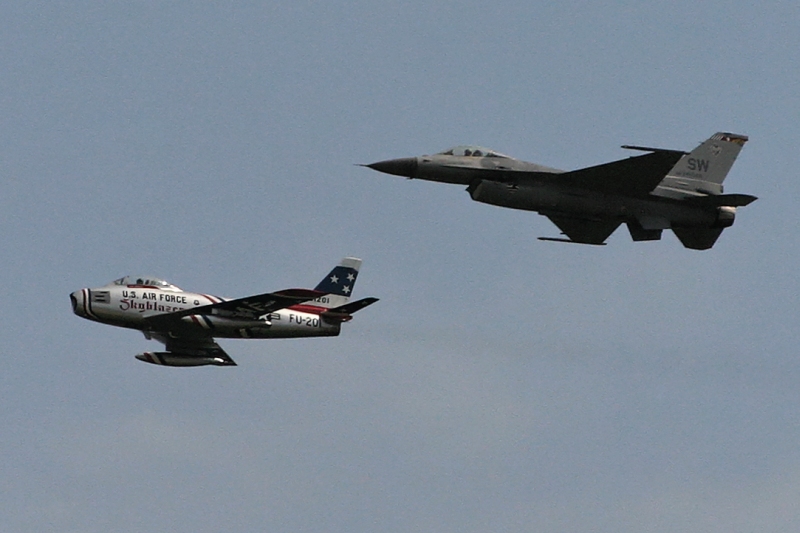 F-86 Sabre and F-16 Fighting Falcon