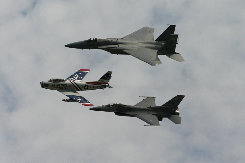 F-86 Sabre, F-15, and F-16